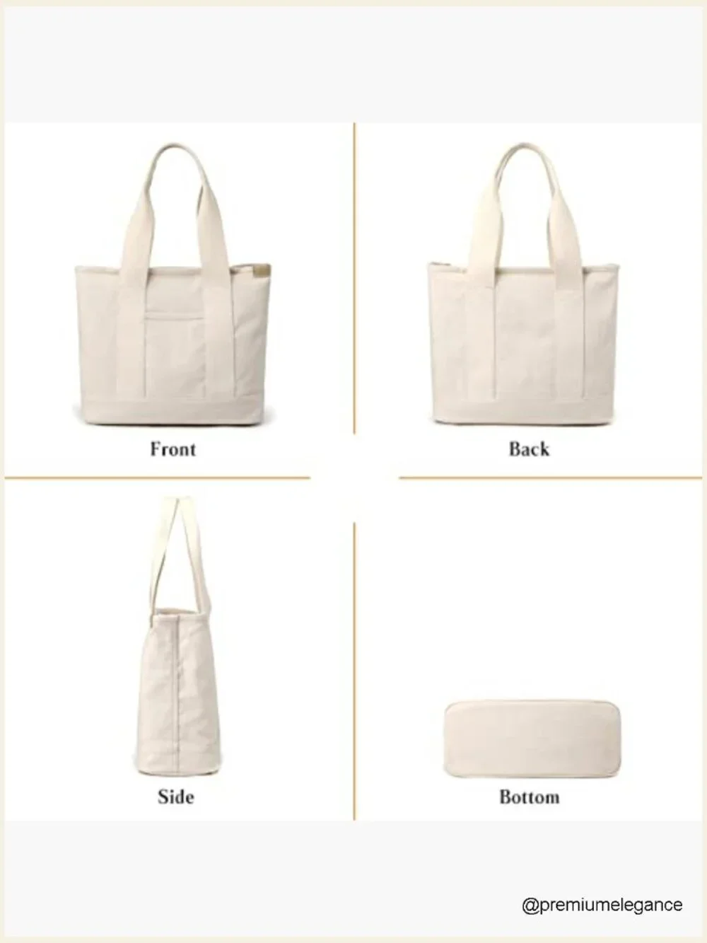 Canvas Tote Bag Lightweight Shoulder Hobo Large Capacity Work Travel